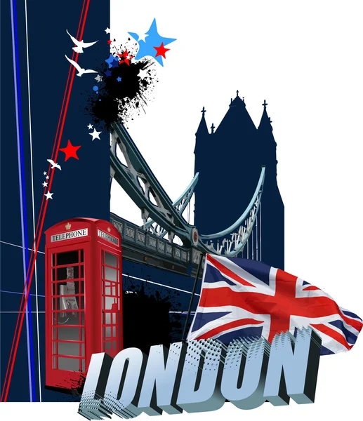 Cover for brochure with London images. Vector illustration — Stock Vector