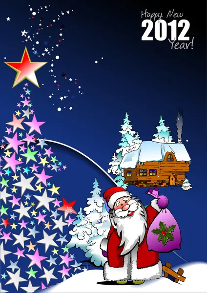 Ευχετήρια κάρτα για Καλά Χριστούγεννα ή Ευτυχισμένο το Νέο Έτος — Διανυσματικό Αρχείο