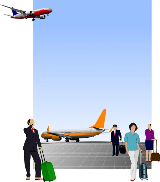 Vliegveld scene. Vector illustratie voor ontwerpers — Stockvector