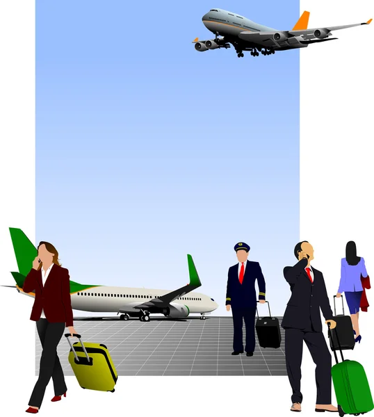 Vliegveld scene. Vector illustratie voor ontwerpers — Stockvector