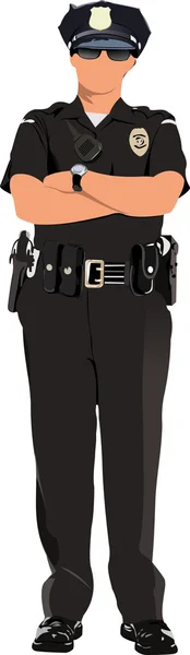 Police woman looking forward isolated on white. Vector illustra — Stock Vector