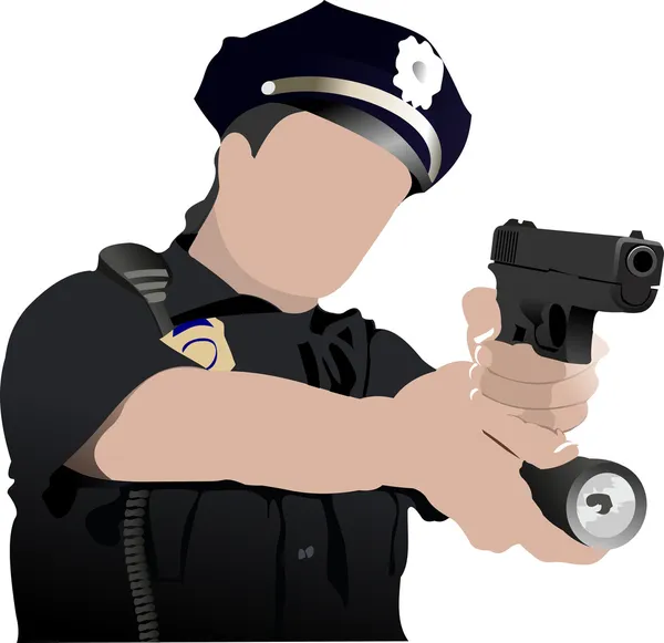 Γυναίκα αστυνομίας ανυπομονησία απομονωμένα σε λευκό. διάνυσμα έργα — Διανυσματικό Αρχείο