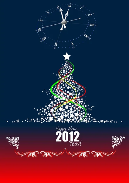 Noel - yeni yıl gece yarısını geçmiş. tebrik kartı. vektör — Stok Vektör