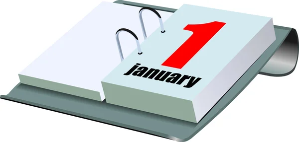 Vector illustration of desk calendar. 1 january — Stock Vector