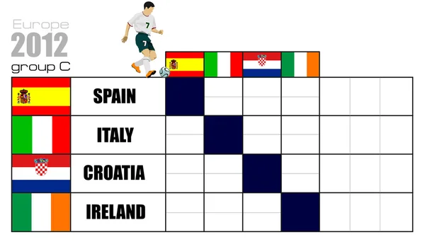 Soccer (piłka nożna) Mistrzostwa Europy 2012 Tabela C — Wektor stockowy