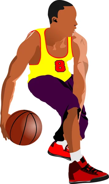 Koszykarze. Kolorowy wektor ilustracji dla projektantów — Wektor stockowy