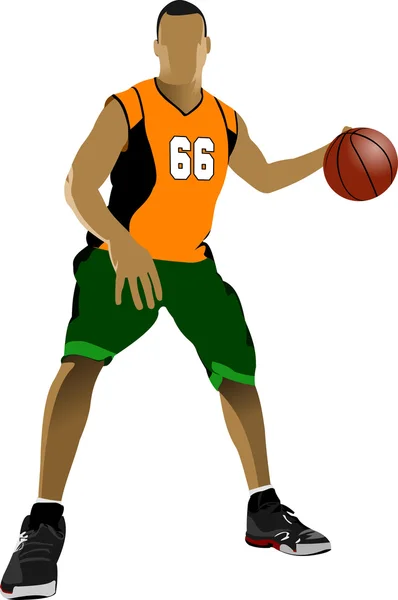 Jugadores de baloncesto. Ilustración vectorial coloreada para diseñadores — Archivo Imágenes Vectoriales