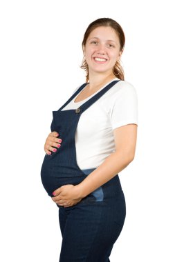 Woman holding pregnant belly clipart