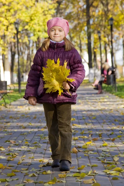 Dziewczyna spacery w jesiennym parku — Zdjęcie stockowe