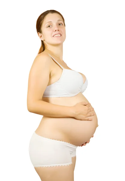 Zwangere meisje houden haar buik — Stockfoto