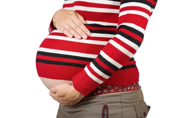 Břicho těhotné ženy 9 měsíců — Stock fotografie