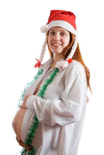 Kobieta w ciąży w Boże Narodzenie strój — Zdjęcie stockowe