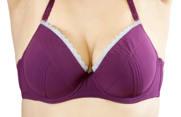 在紫内衣女人胸部 — 图库照片