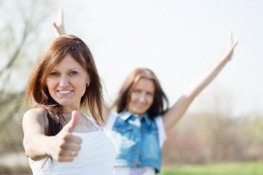 Two happy women clipart