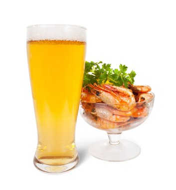 Beer and fried Shrimps clipart