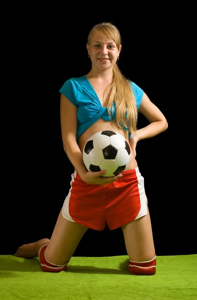 Sexy vrouwelijke voetbal fan — Stockfoto