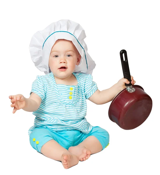 Baby cook in toque — Stock Photo, Image