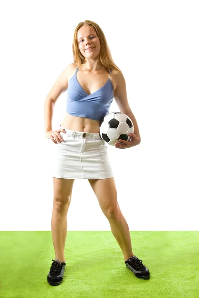 Girl with soccer ball — Stock Photo, Image