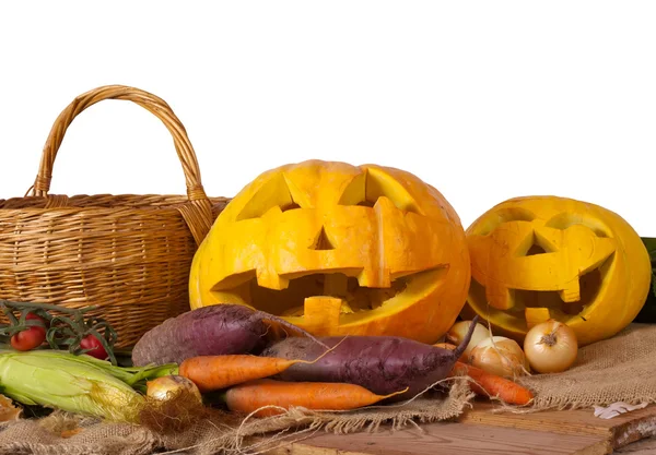 Halloween pumpkin and vegetables — Stock Photo, Image