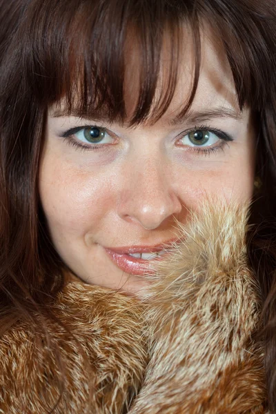 Girl in fox fur — Stock Photo, Image