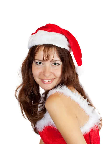 Счастливая девушка в рождественском костюме — стоковое фото