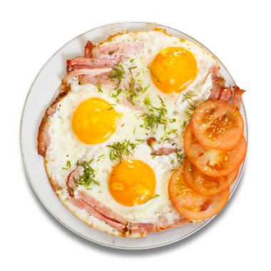 Fried eggs with bacon clipart