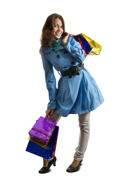 Mädchen mit Einkaufstüten — Stockfoto