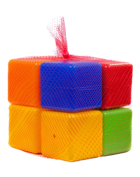 Ingepakte plastic speelgoed blokken — Stockfoto