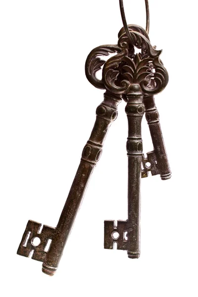 Three keys on a white background — Stock Photo, Image