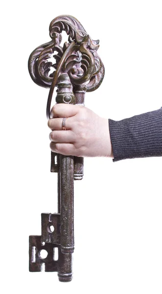 The hand stretches a sheaf of the big keys — Stock Photo, Image