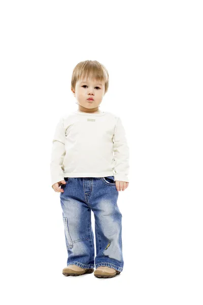 The little boy costs and looks — Stock Photo, Image