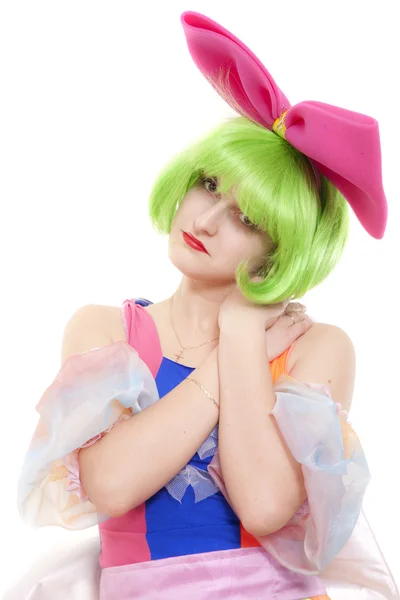 Portrét smutné dívky klaun — Stock fotografie