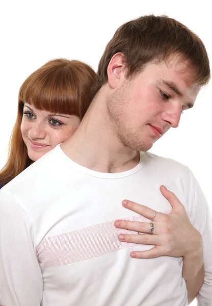 The young man costs behind it the young woman — Stock Photo, Image