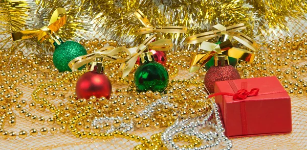 Christmas balls with box — Stock Photo, Image