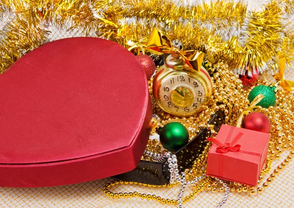 Vánoční koule s box — Stock fotografie