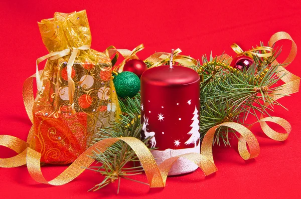 Ozdoby świąteczne na czerwono — Zdjęcie stockowe