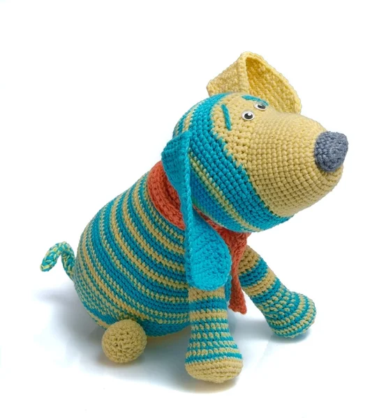 Toy as knitted dog — Stock Photo, Image