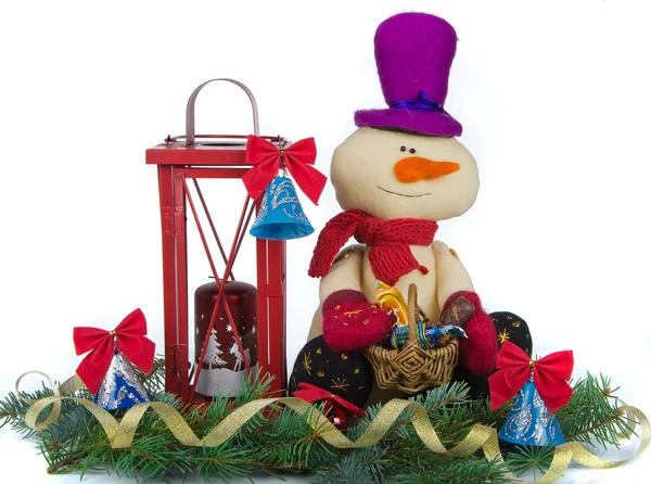 Christmas decoration with snowman — Stock Photo, Image