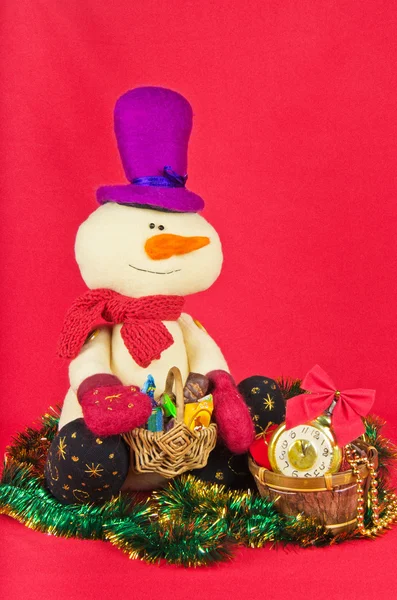 クリスマスの装飾と雪だるま — ストック写真