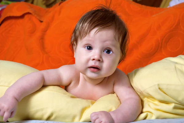 stock image Beautiful baby lying on his stomach