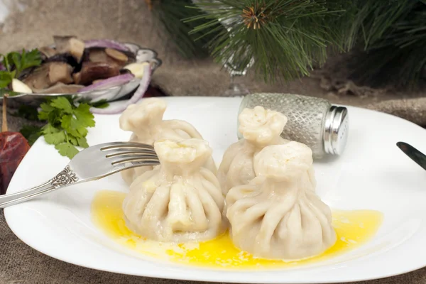 Bodegón de Navidad dumplings georgianos —  Fotos de Stock