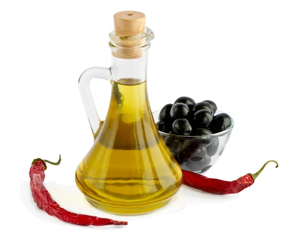 Olivový olej izolované na bílém — Stock fotografie