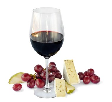 Red wine,grapes and cheese clipart