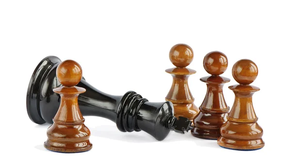 Πιόνι του σκάκι και βασιλιάς που απομονώνονται σε λευκό φόντο — Φωτογραφία Αρχείου
