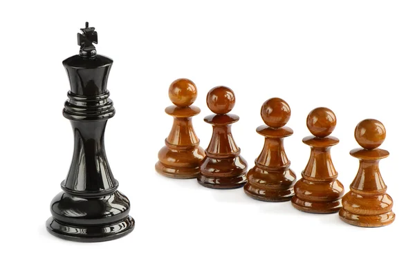 Schack bönder och chess king — Stockfoto