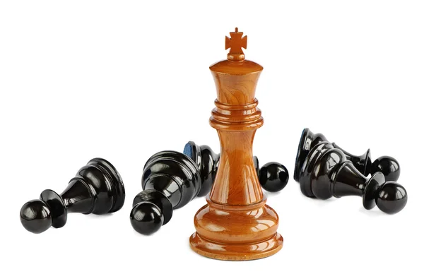 Peão de xadrez e rei isolado no fundo branco — Fotografia de Stock