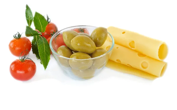 Olives and tomatoes — Stock Photo, Image