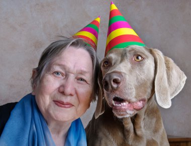 Dog and senior woman