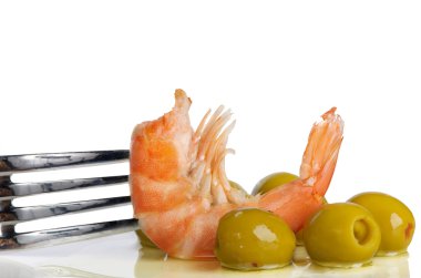 Shrimp and olives clipart