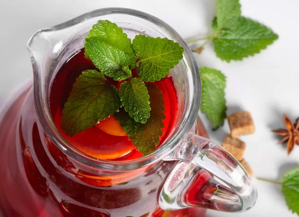 Fruit drink in jug — Stock Photo, Image